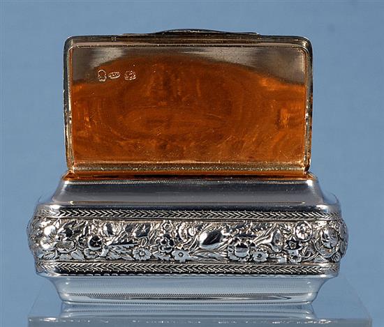 A George III silver table snuff box, by Joseph Wilmore, Length 99mm. Weight: 5.4oz/169grms.